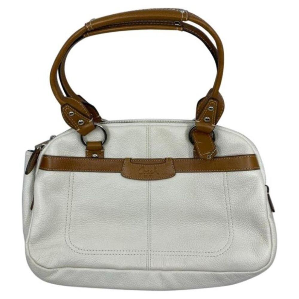 Coach Leather Medium Size White Brown Shoulder Bag - Picture 1 of 15